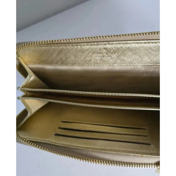 Kate Spade New York Talk Is Chic WALLET Gold Saffiano Wristlet Wallet - Picture 8 of 11